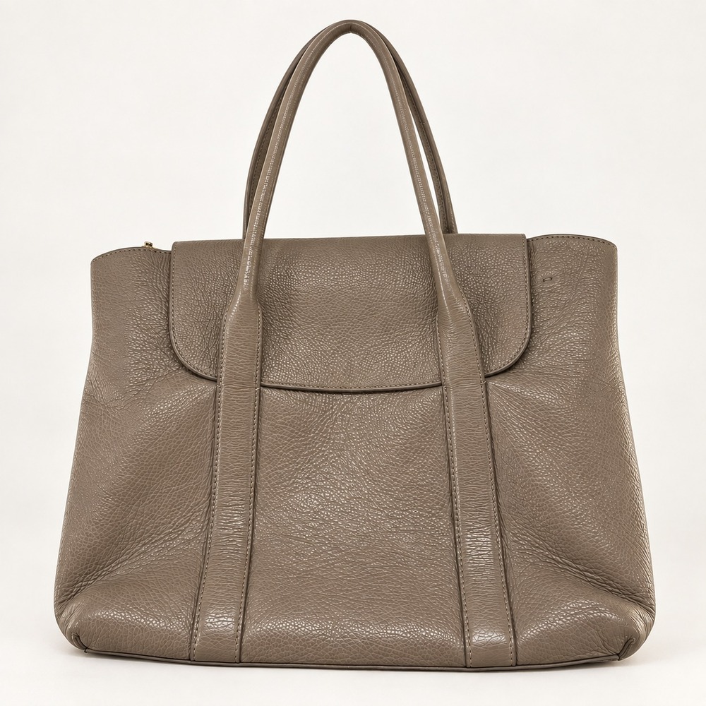 Cuyana Trapeze Leather Satchel Bag Stone Taupe Laptop Work Satchel